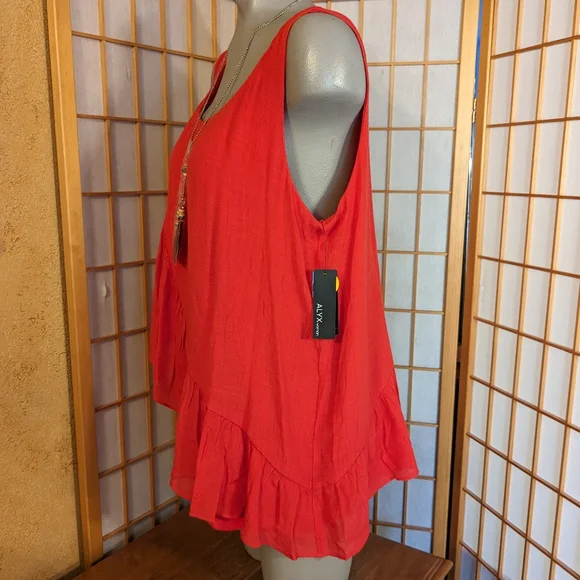 🆕 Alyx sleeveless top, plus size 1X, NEW with tags. Red ruffled - Picture 10 of 10